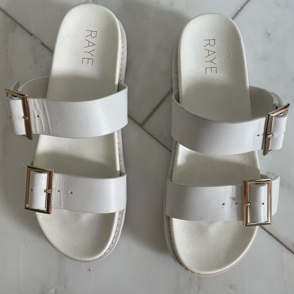 Raye, Clifton white platform dual buckle strap summer vacation sandals sz 7.5-8 - Picture 3 of 8